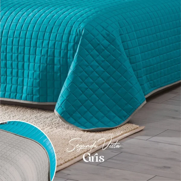 Edredón Ligero 2 Vistas Esmeralda-Gris