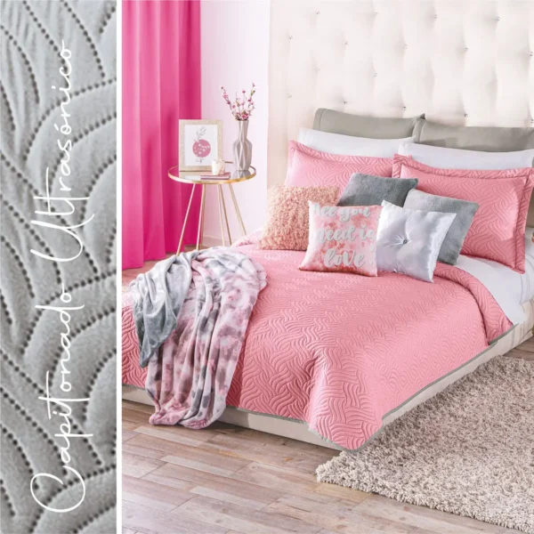 Edredón Ligero 2 Vistas Rosa-Gris