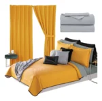 Combo de Recámara Premium 3 en 1 | Edredón Ligero Matrimonial 2 Vistas + Cortinas +Sábanas